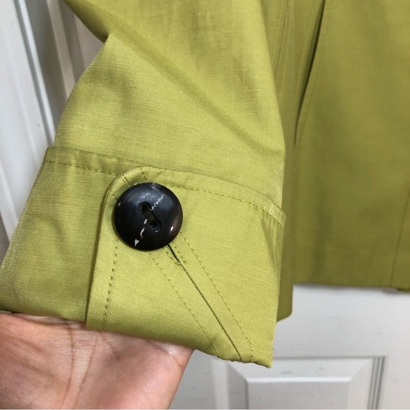 Gallery Womens Button Front Lightly Pockets Green Collar Lined Coat Jacket XS - Picture 4 of 16